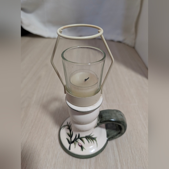 Vintage Ceramic Candle Holder with Glass Votive - Picture 4 of 10